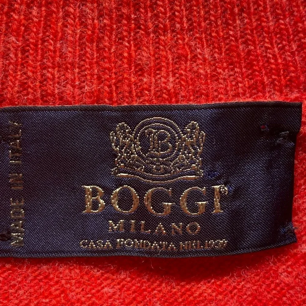 Boggi Milano Red Pure Wool Half Zip Pullover Sweater‎ Luxury Italian Menswear L